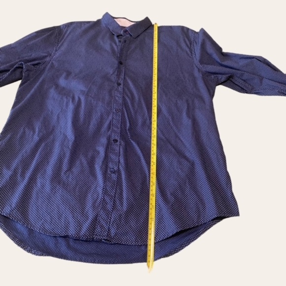 ZARA Man Swiss Dot with Collar shirt in Navy Blue Size L Slim Fit - Picture 7 of 10